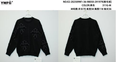Oversized Gothic Cross Graphic Knit Sweater