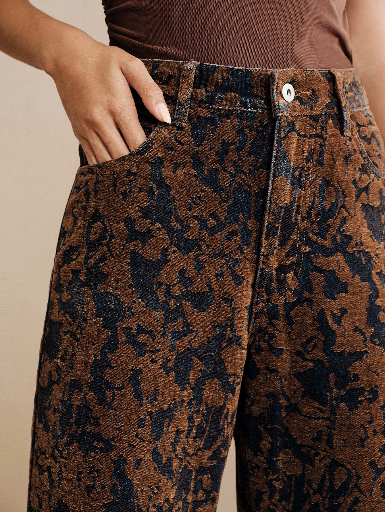 High Waisted Floral Print Jeans