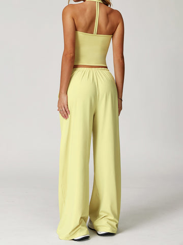 Drawstring Waist Straight Leg Pants