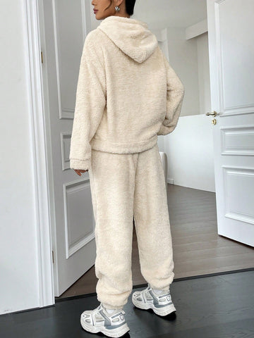 Cozy Fuzzy Hooded Lounge Pants Set