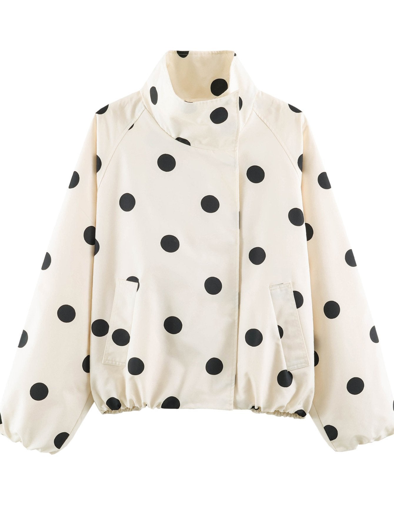 Casual Polka Dot Stand Collar Jacket