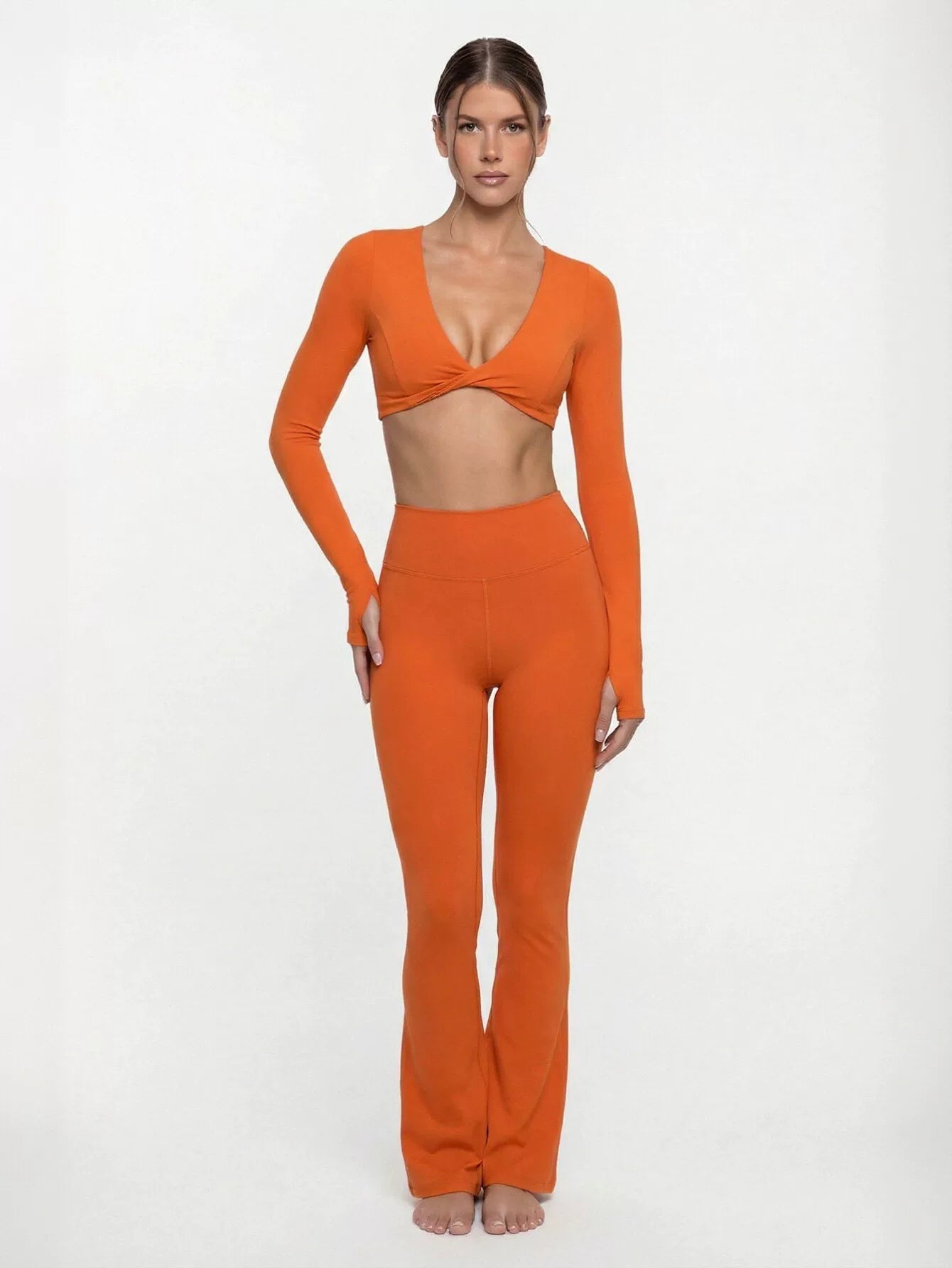 Seamless Twist Crop Flare Legging Set