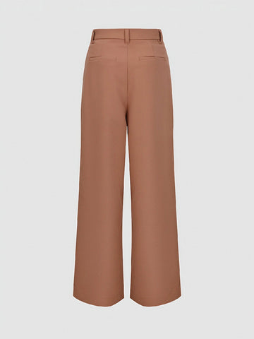 Urban Revivo Wide-Leg Loose Pants-Peach