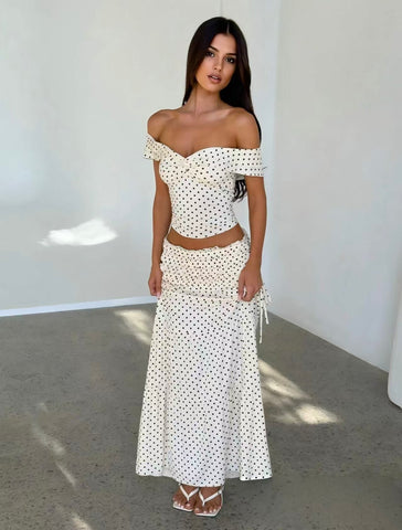 Polka Dot Off Shoulder Maxi Set