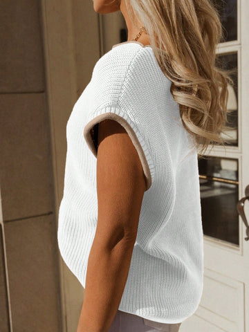 Casual Crewneck Ribbed Knit Sweater