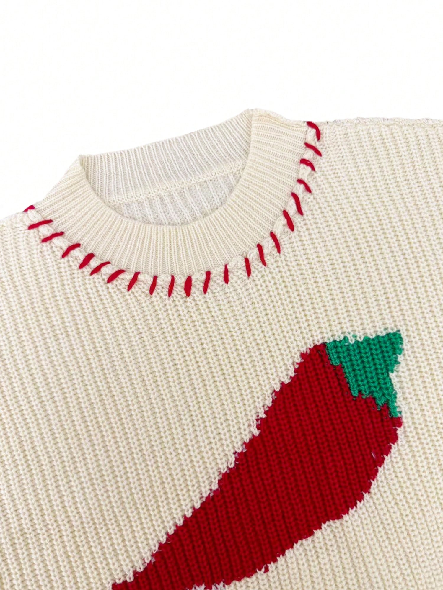 Graphic Embroidered Crewneck Knit Sweater