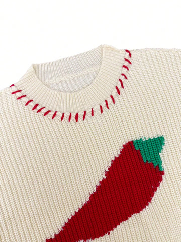 Graphic Embroidered Crewneck Knit Sweater