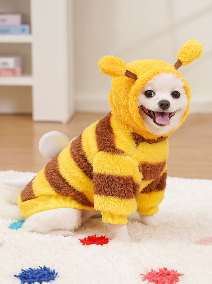 Cozy Fuzzy Bumblebee Dog Hoodie