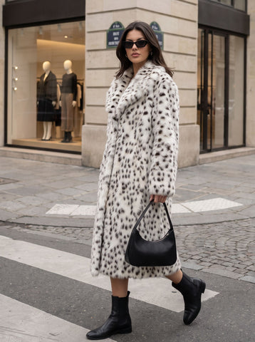 Luxurious Leopard Print Faux Fur Coat