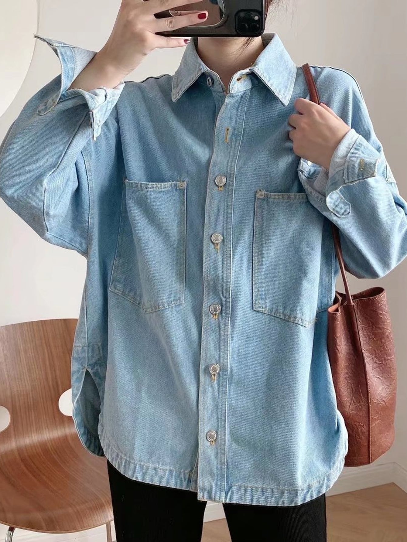 Oversized Light Wash Denim Jacket