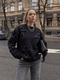 Oversized Gothic Cross Graphic Knit Sweater