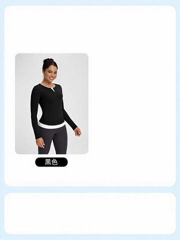 Layered Mock Neck Long Sleeve T Shirt