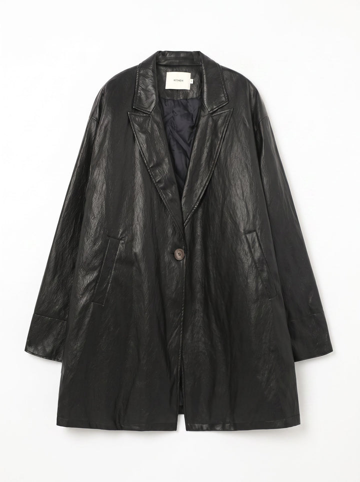 Oversized Vegan Leather Padded Jacket