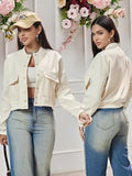 Casual Button Up Utility Bomber Jacket