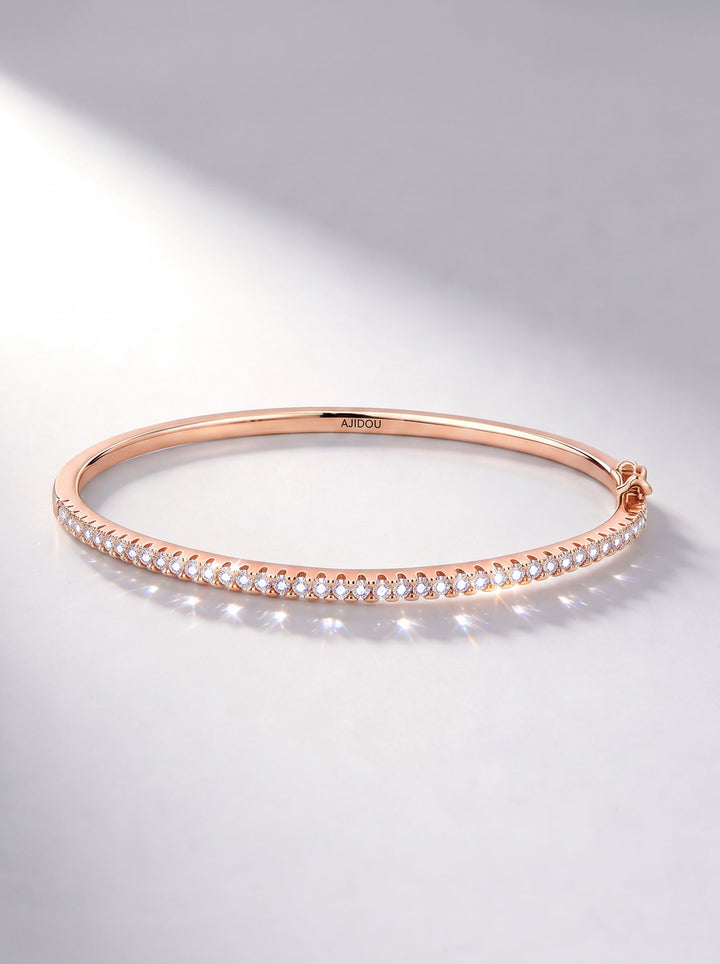 Dainty Cubic Zirconia Rose Gold Bangle
