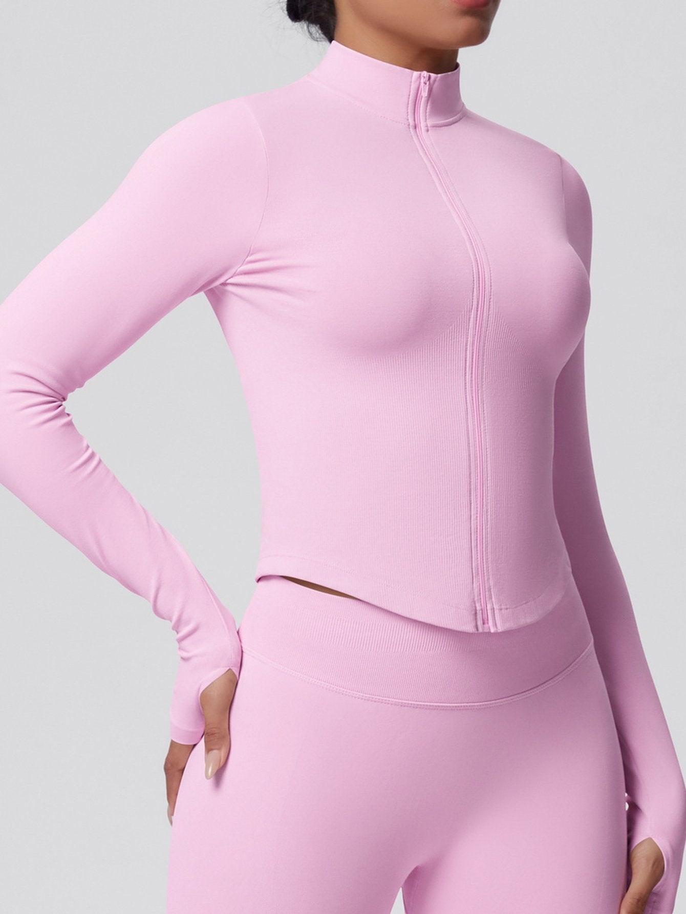 Seamless Fitted Thumbhole Athletic Jacket