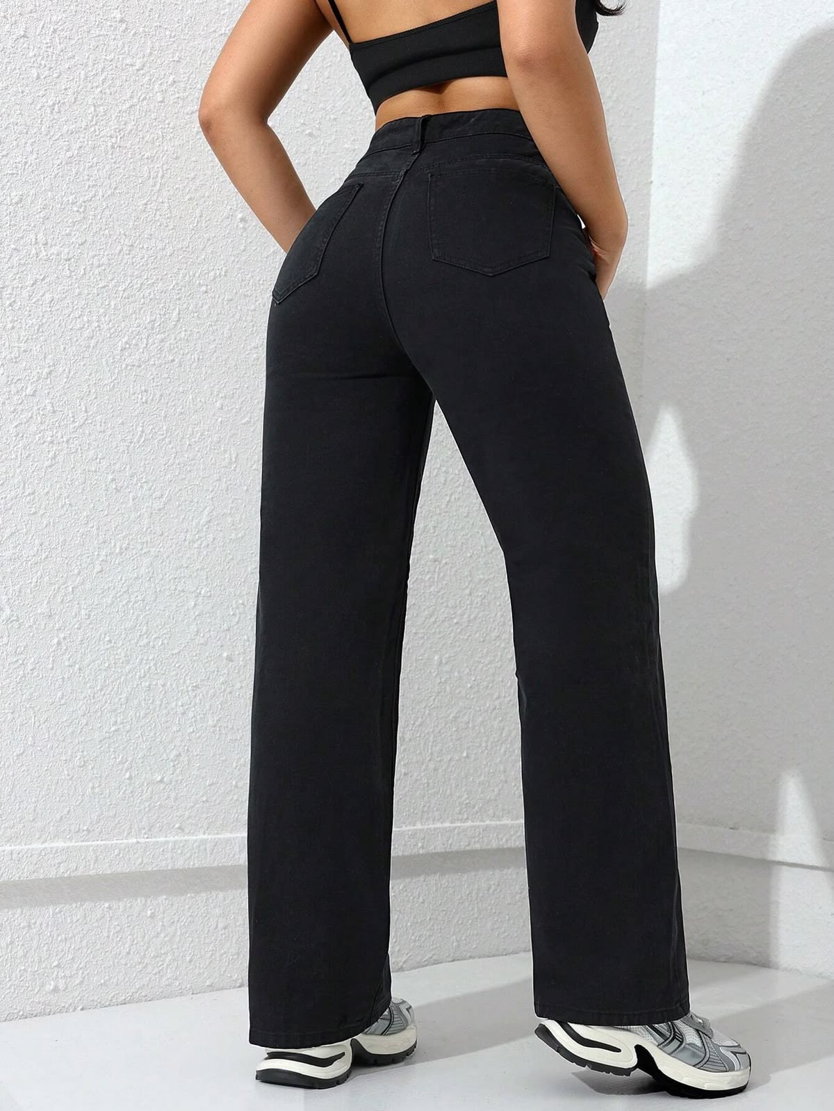 High Waisted Black Wide Leg Jeans