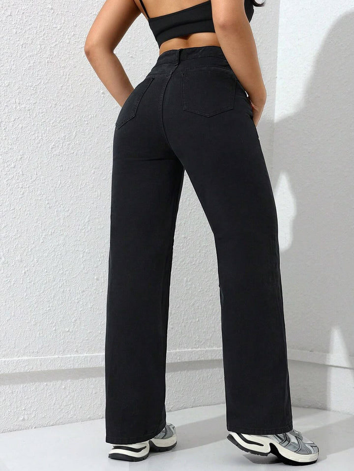 High Waisted Black Wide Leg Jeans