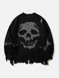 Distressed Grunge Skull Graphic Sweater