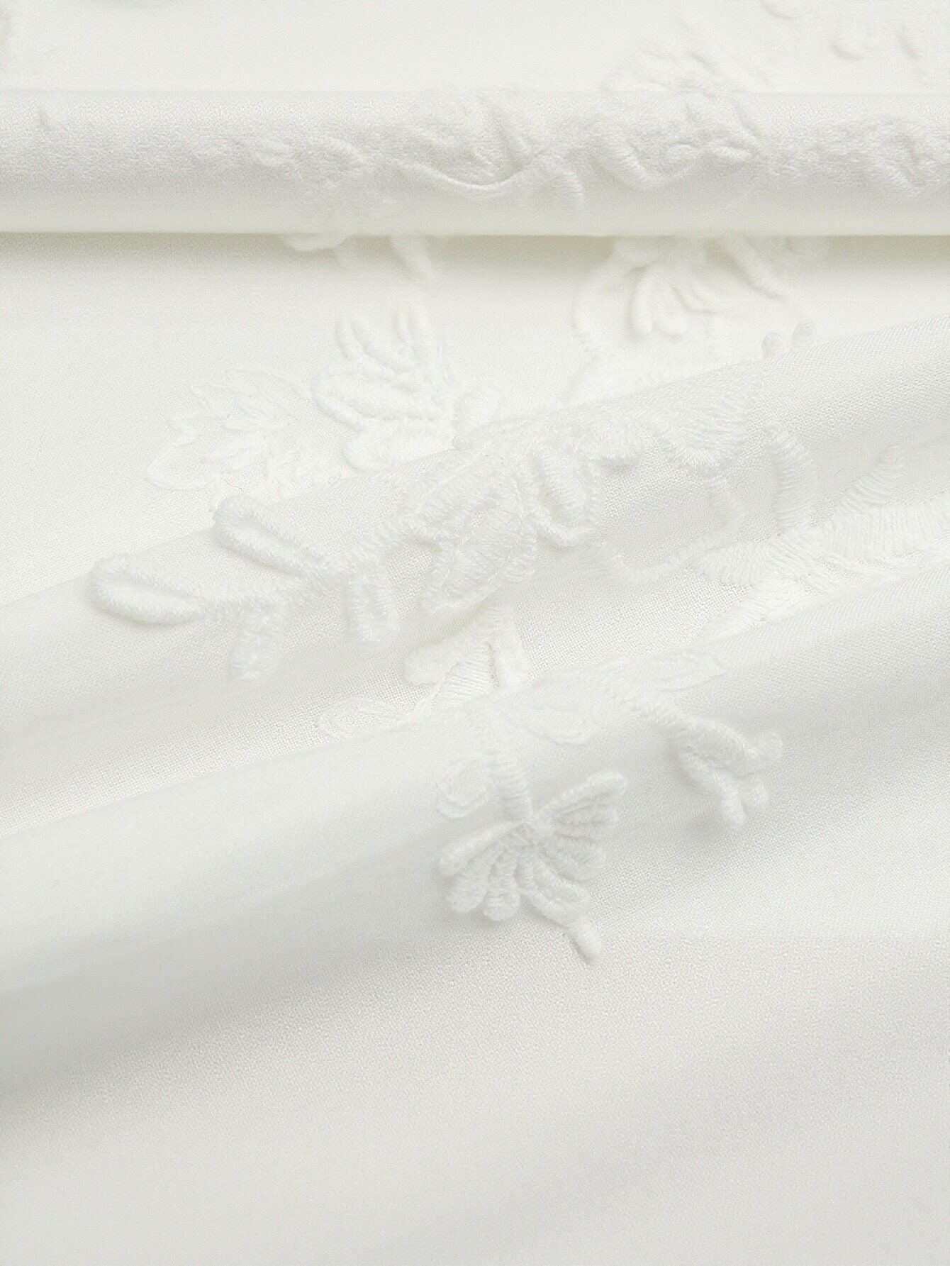 Urban Revivo Floral Embroidered Tie Neck Sleeveless Overhead Shirt