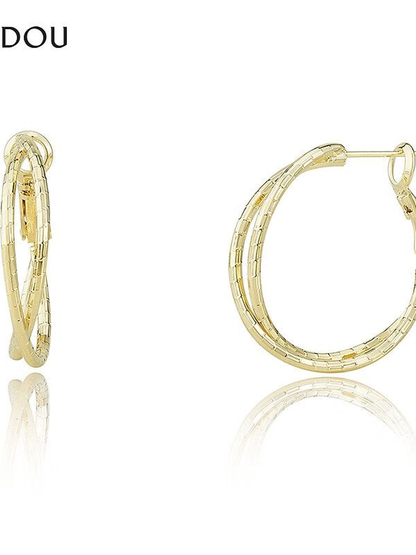 Textured Twisted Gold Hoop Earrings