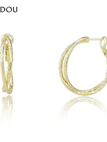 Textured Twisted Gold Hoop Earrings