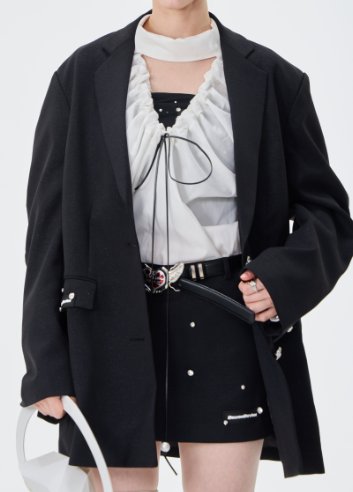 Oversized Relaxed Fit Black Blazer Jacket