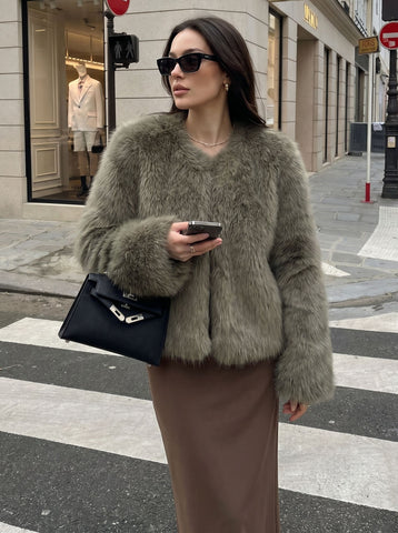 Plush Cropped Faux Fur Coat