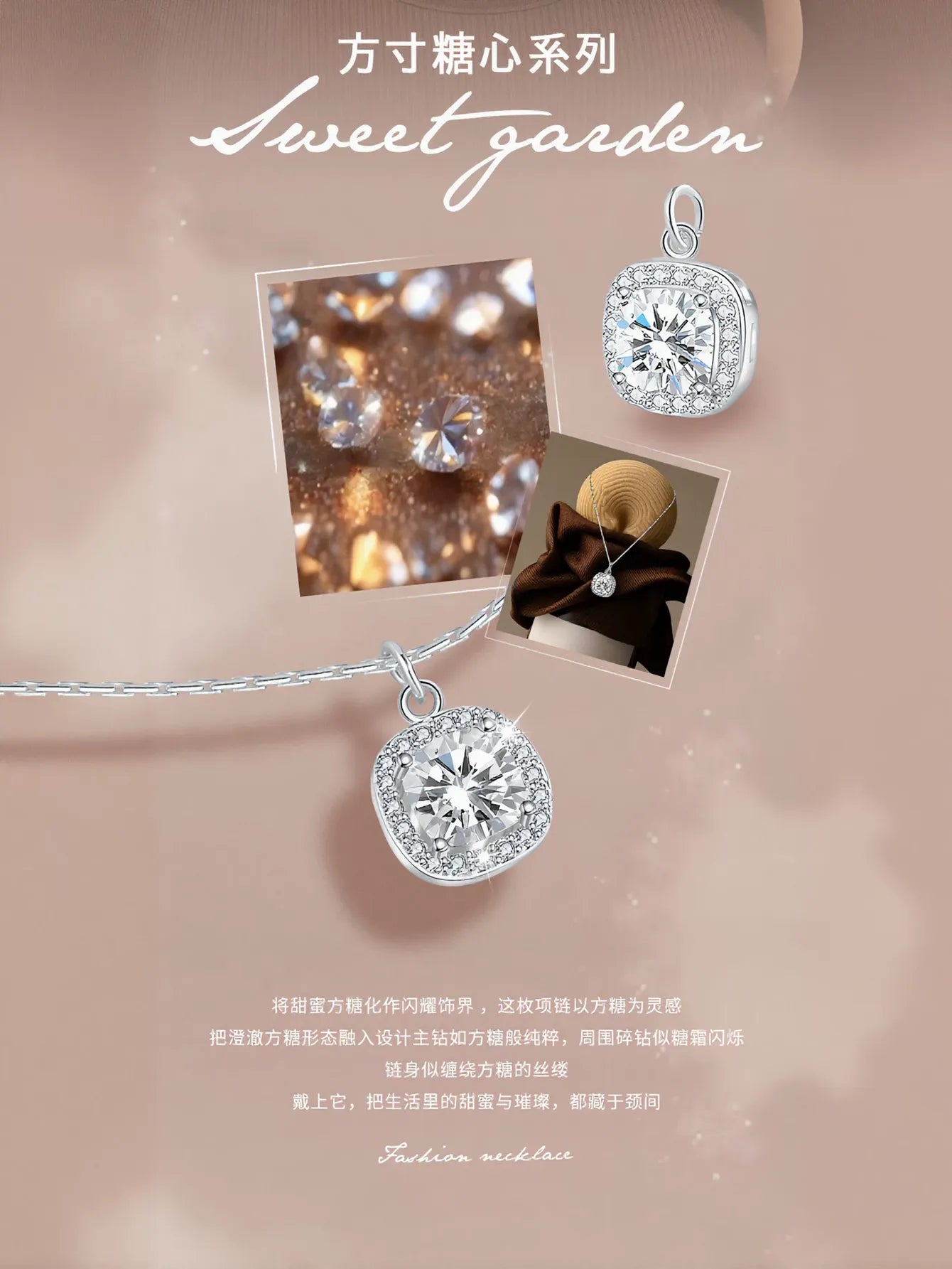 Dainty Sparkling Cushion Cut Necklace