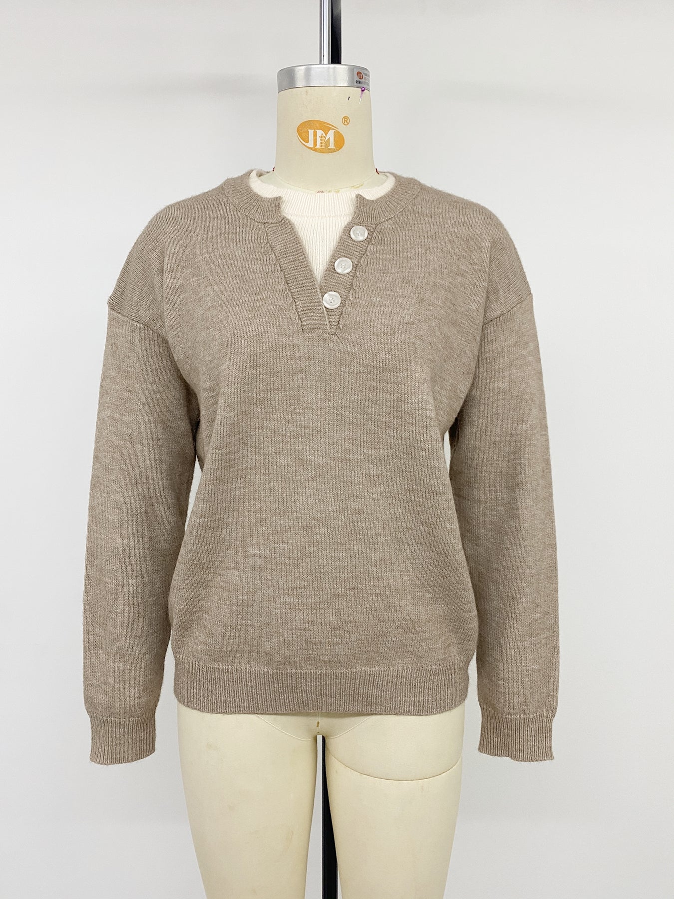 Cozy Button Placket Knit Sweater