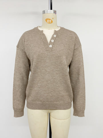 Cozy Button Placket Knit Sweater