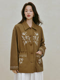 Floral Embroidered Cotton Utility Jacket