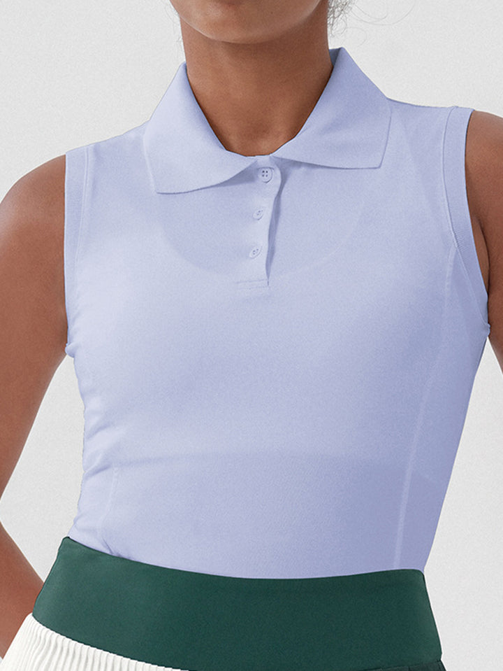 Sleeveless Slim Fit Polo Tank Top