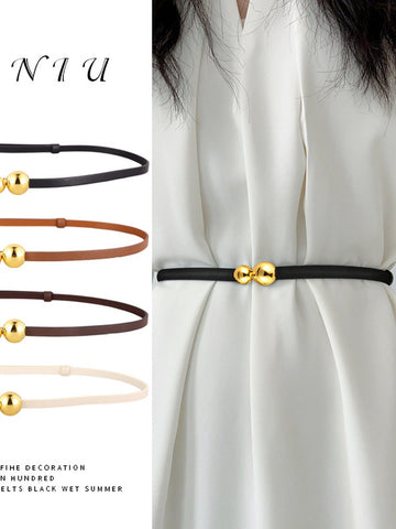 Minimalist Slim Metal Ball Waist Belt