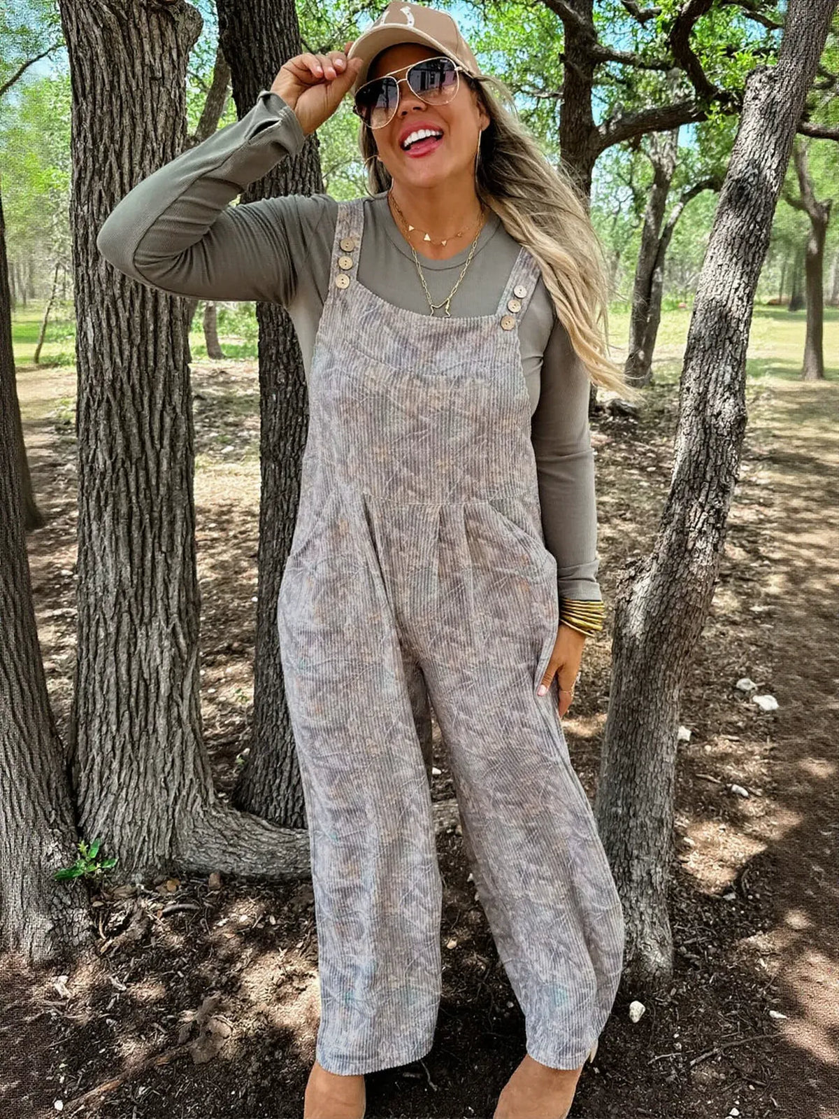 Casual Corduroy Wide Leg Jumpsuit