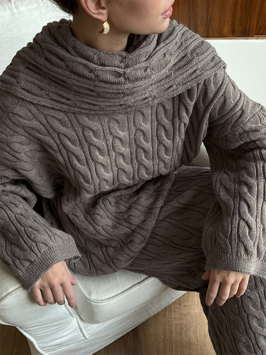 Cozy Cable Knit Sweater Skirt Set
