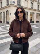 Brown Suede Utility Cropped Jacket