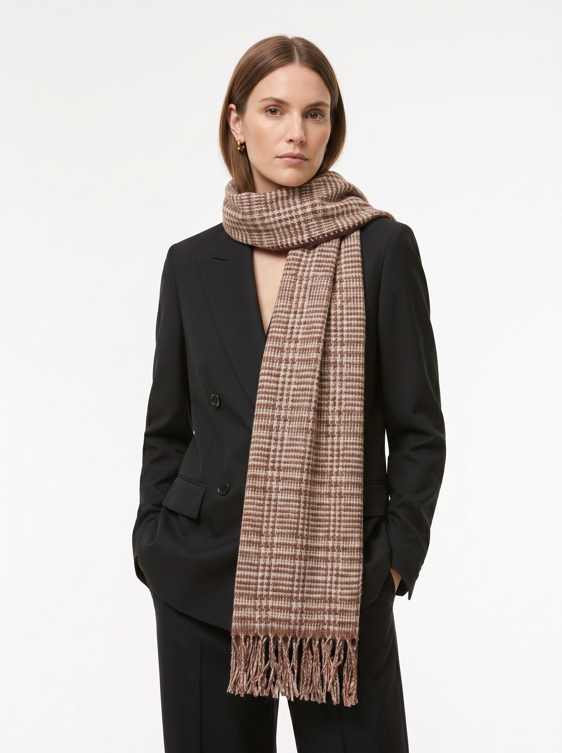 Classic Plaid Soft Fringe Scarf