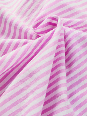 Pink Striped Ruffled Peplum Button Shirt