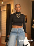 Seamless Mock Neck Cropped Tee
