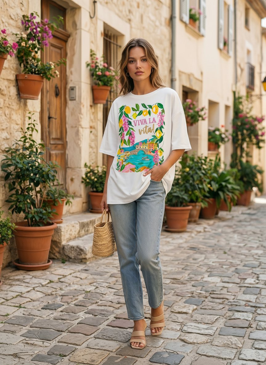 Oversized Floral Graphic Summer T-Shirt