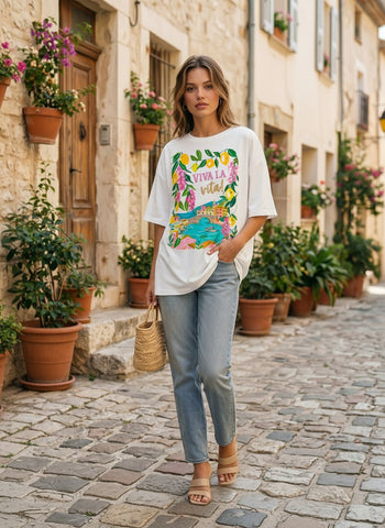 Oversized Floral Graphic Summer T-Shirt