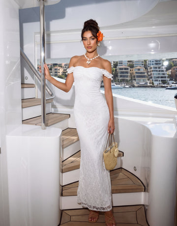 Elegant Off Shoulder Lace Maxi Dress