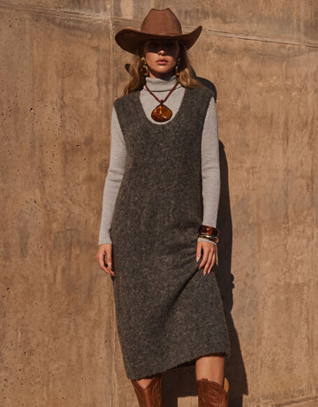 Cozy Layered Sleeveless Knit Sweater Dress