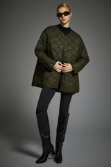 Oversized Quilted Snap Button Puffer Jacket