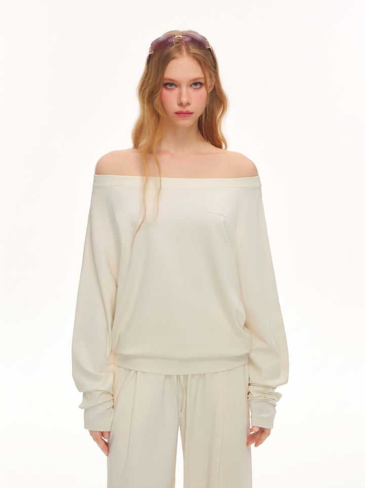 Off Shoulder Oversized Lounge Pullover
