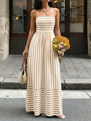 Striped Sleeveless Summer Maxi Dress