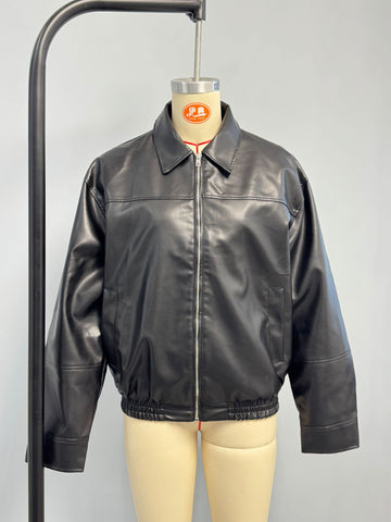 Oversized Vintage Style Faux Leather Jacket