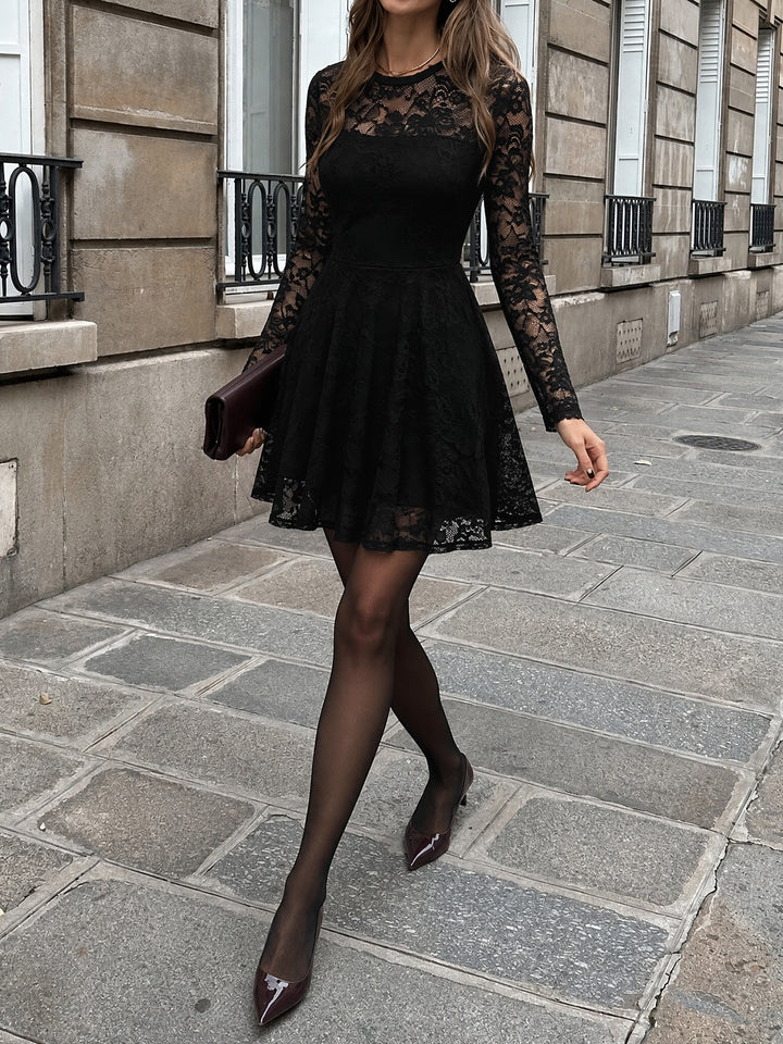 Elegant Long Sleeve Lace Mini Dress