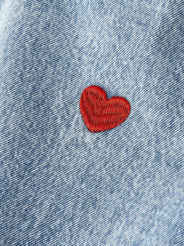 Embroidered Heart Wide Leg Jeans